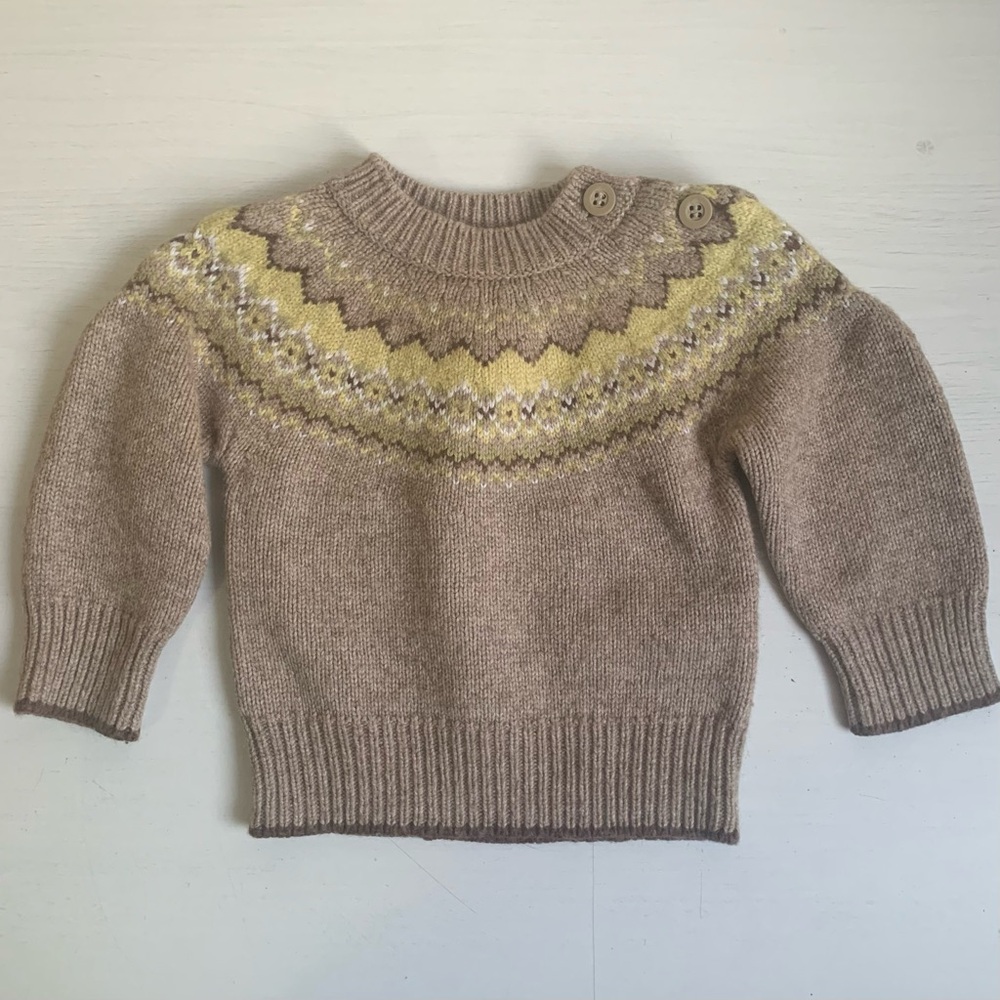 Zara Baby Fair Isle Wool Blend Knit Sweater Size 9-12 Months 70-74 cm